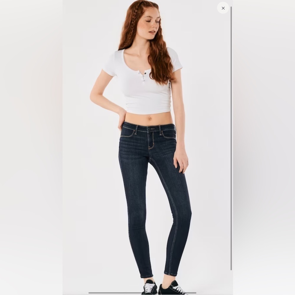 Hollister LOW-RISE DARK WASH JEAN LEGGINGS Size 1R Waist 25 Length 31